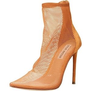 New STEVE MADDEN VIELO TAN MESH SUEDE ZIP STILETTO BOOTIE